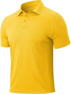 Men’s Yellow Quick Dry Tactical Polo Shirt Short Sleeve Casual Golf Top
